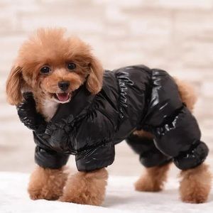 Chic dog black puffer snow suit winter onesie size small